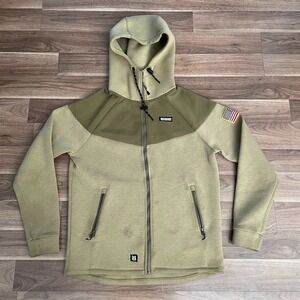 Freedom Industries Zip Up Hoodie Mens Size Small Green Outdoors Pockets *READ*